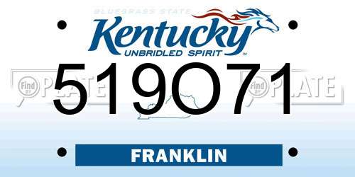 519O71 Kentucky License Plate