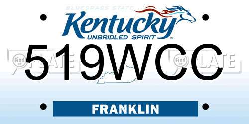 519WCC Kentucky License Plate