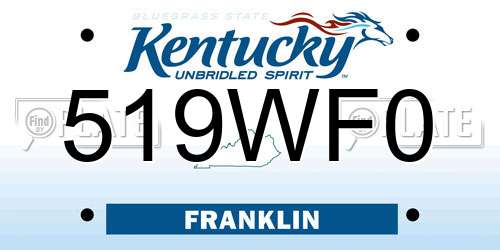 519WF0 Kentucky License Plate