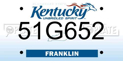 51G652 Kentucky License Plate