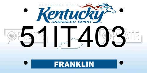 51IT403 Kentucky License Plate