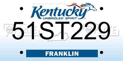 51ST229 Kentucky License Plate