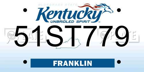 51ST779 Kentucky License Plate