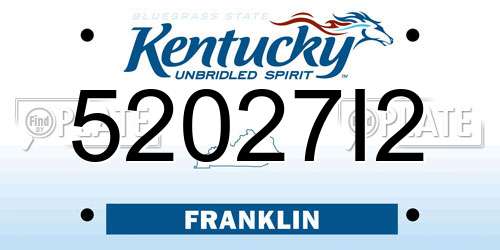 52027I2 Kentucky License Plate