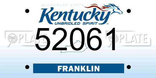 52061 Kentucky License Plate