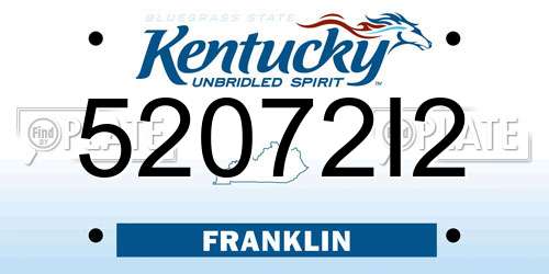 52072I2 Kentucky License Plate