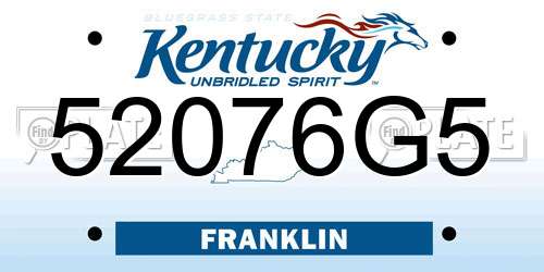 52076G5 Kentucky License Plate