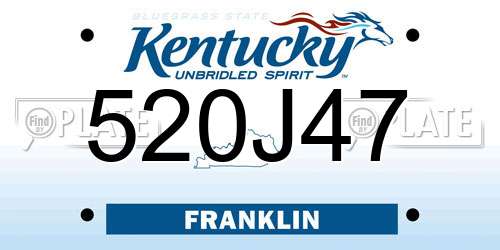 520J47 Kentucky License Plate