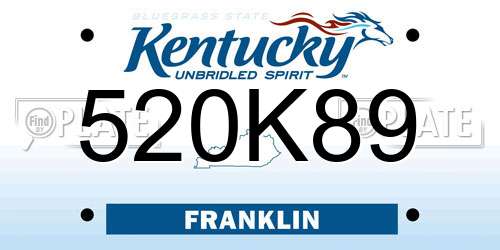 520K89 Kentucky License Plate