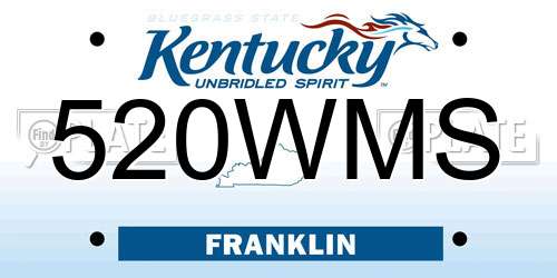 520WMS Kentucky License Plate