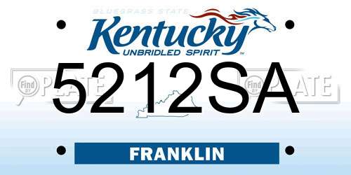 5212SA Kentucky License Plate