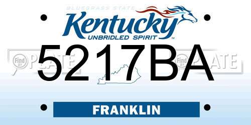 5217BA Kentucky License Plate
