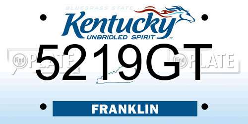 5219GT Kentucky License Plate