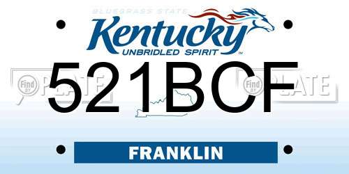 521BCF Kentucky License Plate