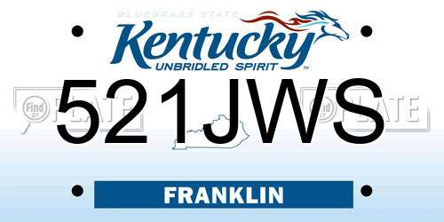 521JWS Kentucky License Plate