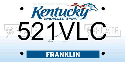 521VLC Kentucky License Plate