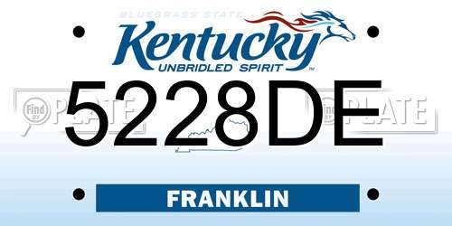 5228DE Kentucky License Plate
