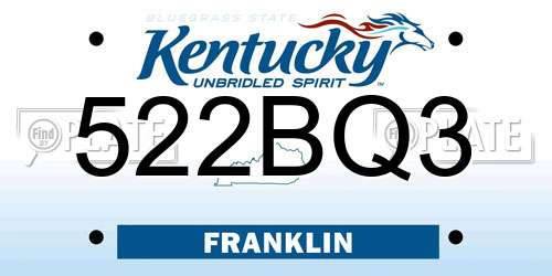 522BQ3 Kentucky License Plate