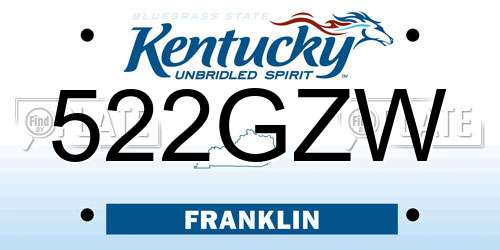 522GZW Kentucky License Plate