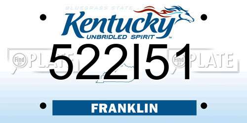 522I51 Kentucky License Plate