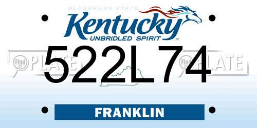 522L74 Kentucky License Plate