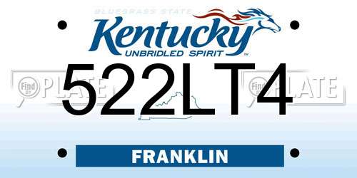522LT4 Kentucky License Plate