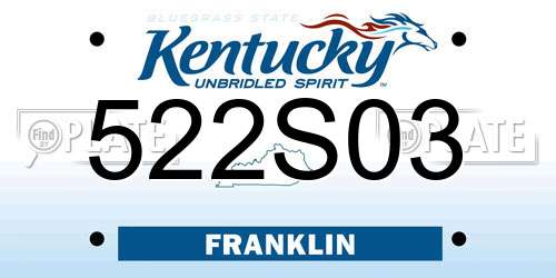 522S03 Kentucky License Plate