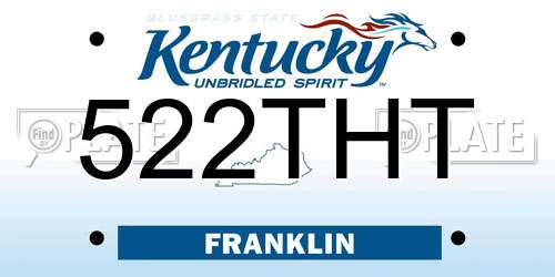 522THT Kentucky License Plate