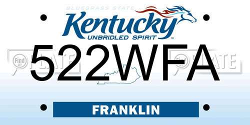 522WFA Kentucky License Plate