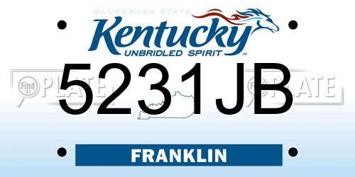 5231JB Kentucky License Plate