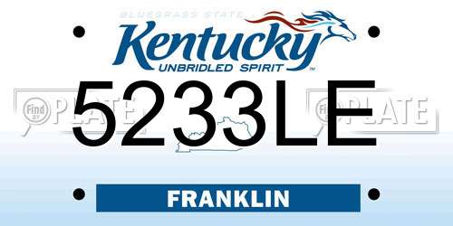 5233LE Kentucky License Plate