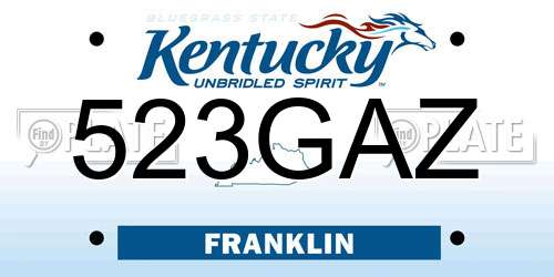 523GAZ Kentucky License Plate