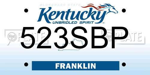 523SBP Kentucky License Plate