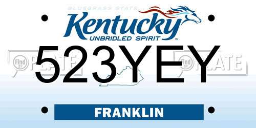 523YEY Kentucky License Plate