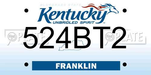 524BT2 Kentucky License Plate