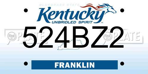 524BZ2 Kentucky License Plate