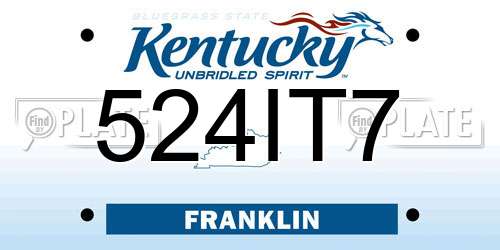 524IT7 Kentucky License Plate