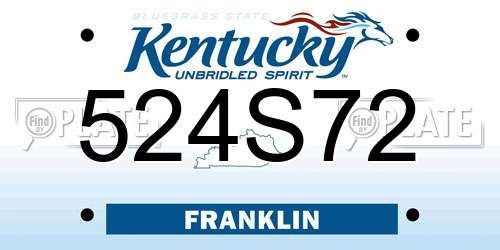 524S72 Kentucky License Plate