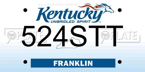 524STT Kentucky License Plate