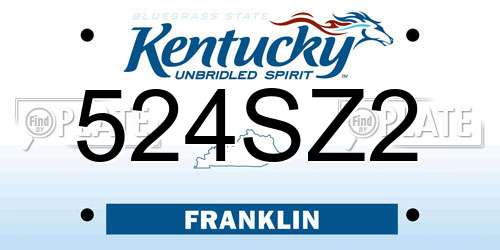 524SZ2 Kentucky License Plate