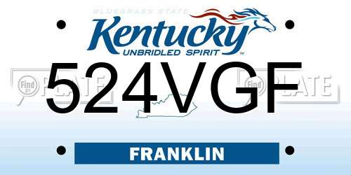 524VGF Kentucky License Plate