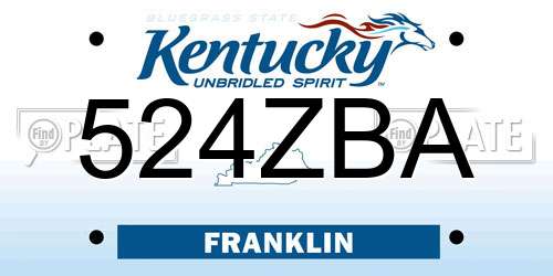 524ZBA Kentucky License Plate