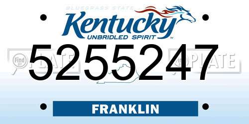 5255247 Kentucky License Plate
