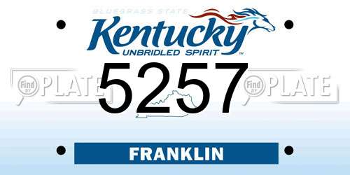 5257 Kentucky License Plate