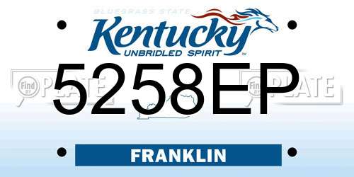 5258EP Kentucky License Plate