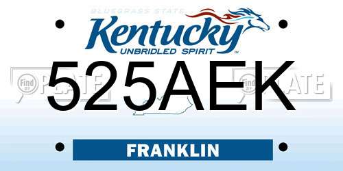 525AEK Kentucky License Plate