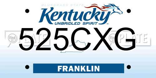 525CXG Kentucky License Plate