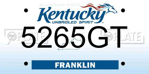 5265GT Kentucky License Plate