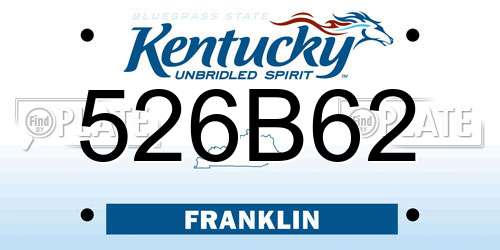 526B62 Kentucky License Plate