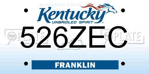 526ZEC Kentucky License Plate